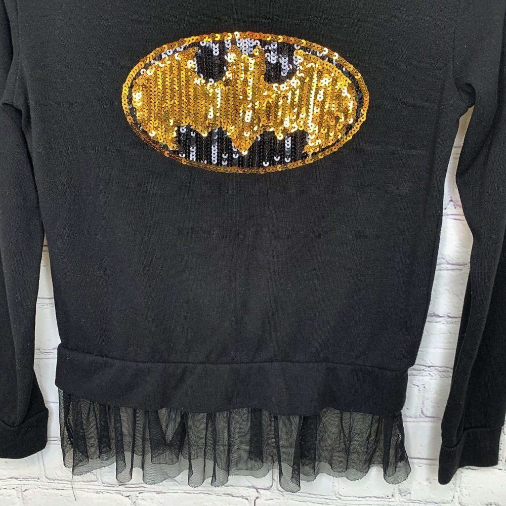 GIRL'S SEQUIN BATMAN TUTU TOP L 10/12!!! - Picture 2 of 4